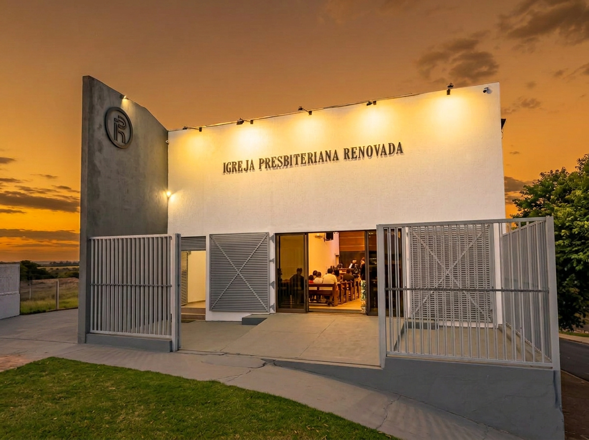 Fachada da IPR Uberaba ao entardecer